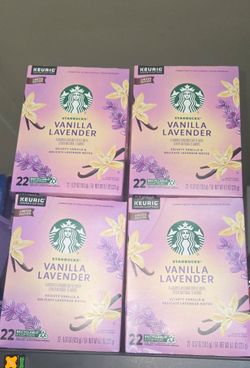 4 boxes of Starbucks Vanilla Lavender K-Cup Pods 22 Count per box.