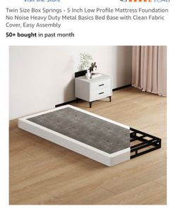 Twin Size Box Springs - 5 Inch Low Profile Mattress Foundation No Noise Heavy Duty Metal Basics Bed Base