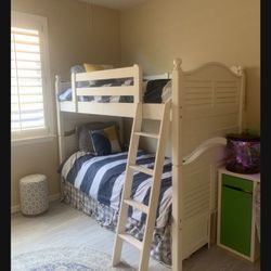 Bunk Bed- Sturdy, Solid, White Wood
