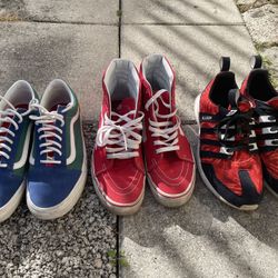Adidas Running Shoes Orange Black, Vans Red Yellow Green Blue. 