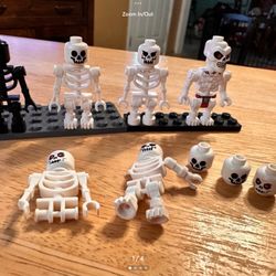 Lego Skeleton Action Figures (Lot of 4 & Pieces)