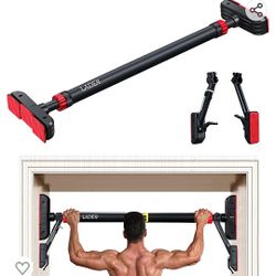 LADER Doorway Pull Up Bar and Chin Up Bar, Upper Body Workout Bar No Screw Installation for Home Gym Exercise Fitness with Level Meter and Adjustable 