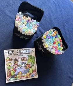 Adult coloring book and markers