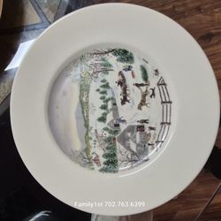 Rare FIND Vintage 4 PC GRANDMA MOSES AUTHENTIC  HOLIDAY THEMED CHINA SET $$99