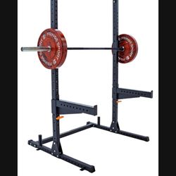 Fringe Sport Garage Squat Rack With Bench Bar And Rubber Plates
