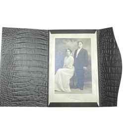 Antique Portrait Photograph of Couple in Keepsake Folder 1910s Irwin Bisbee AZ