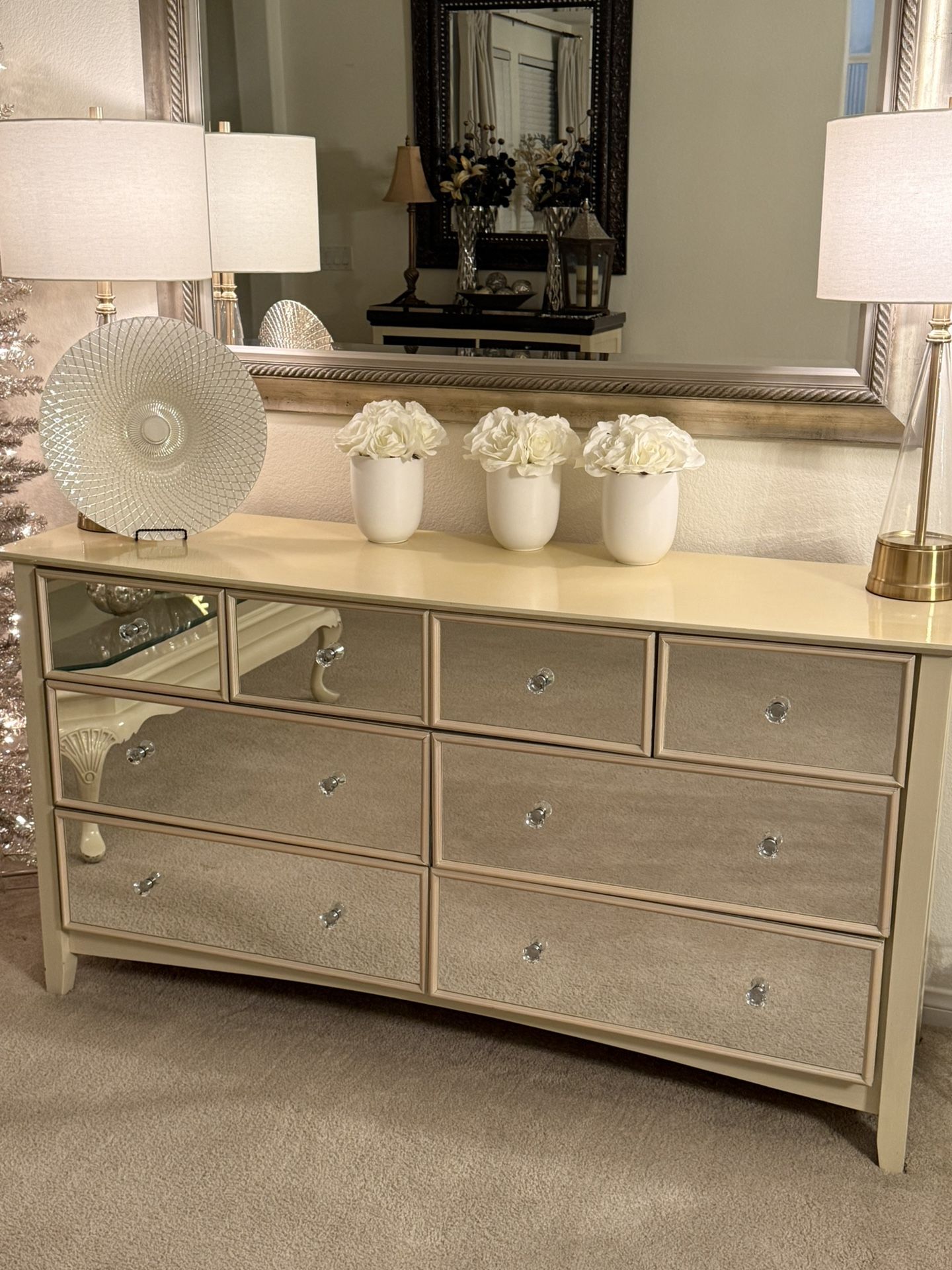 Off White Mirrored Dresser
