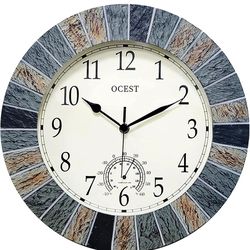 New 13 inch Outdoor Indoor Wall Clock with Thermometer