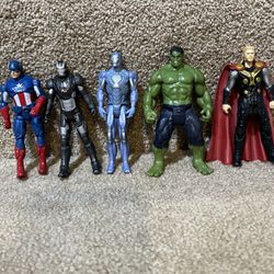 Marvel lot of 5 figures 4” Hulk Thor Ironman War machine Ultron Avengers posable