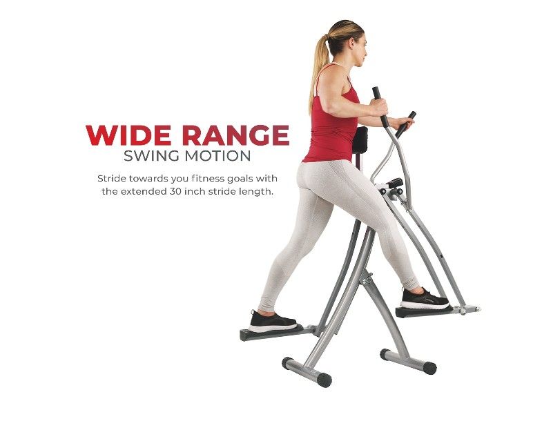 Sunny Health & Fitness Air Walk Elliptical, Foldable Machine w/30-Inch Stride, Cardio Cross Trainer Glider Equipment for Home Exercise, Free SunnyFit