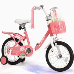 12 Inch Kids Bike Boys Girls, Kid's Bikes with Training Wheels, Children Bicycle for Kids and Toddler Gift, Pink