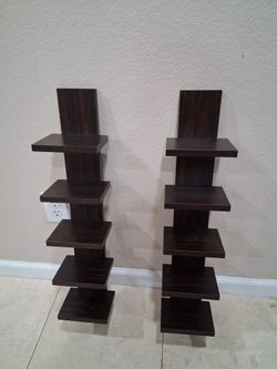 Set Of 2 Wood Wall Shelves 