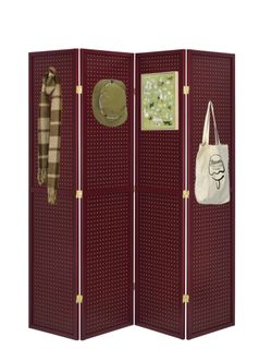 4 Panels Room Divider Pegboard Insert Red  NEW