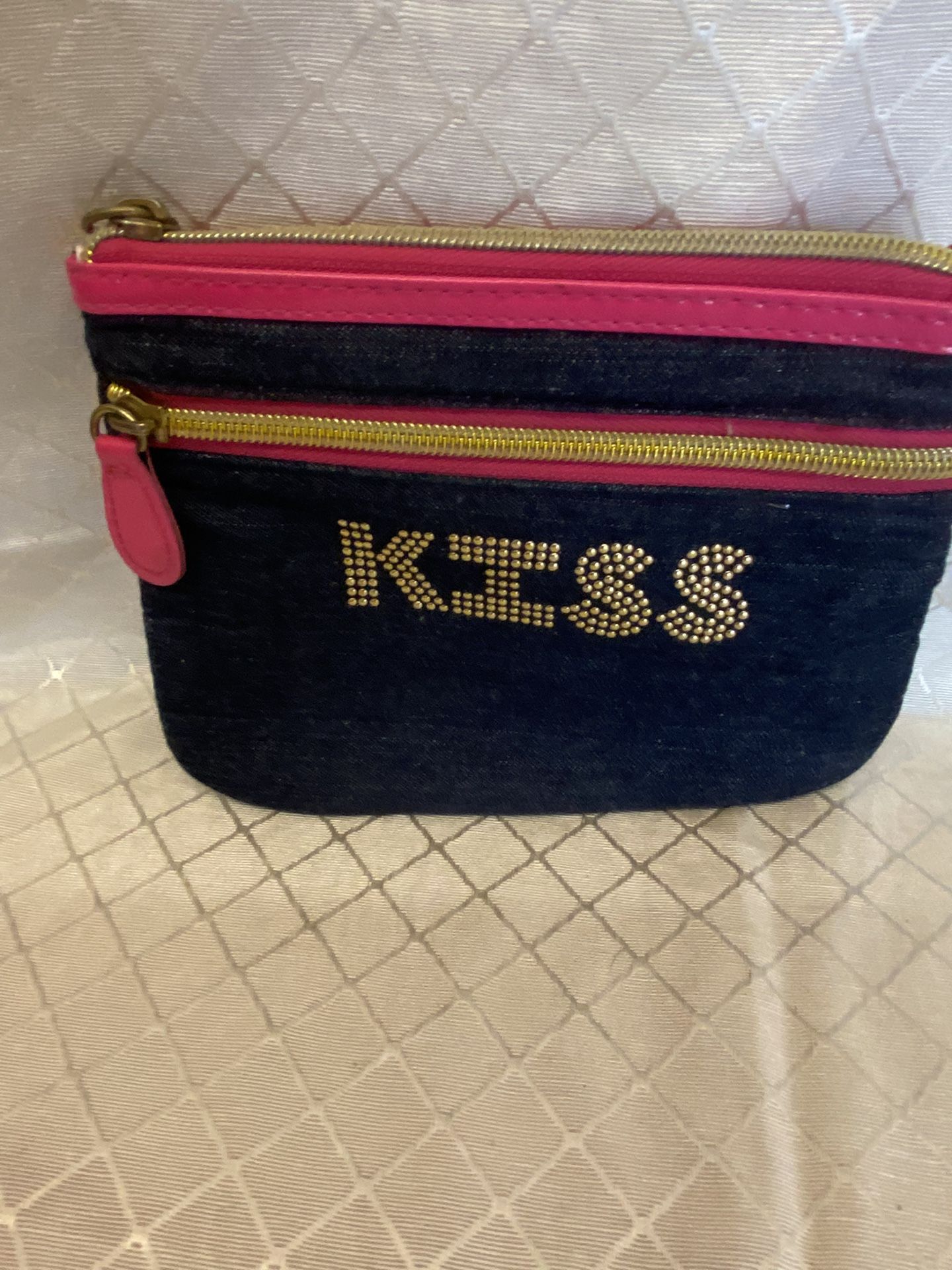 Make Up Bag Pouch~ Denim Jeans Kiss Bag