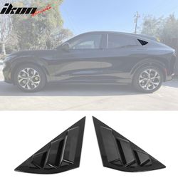 Fits 2021-2024 Ford Mustang Mach-E 2PC Side Window Louver 3 Vents Cover Unpainted PC Polycarbonate