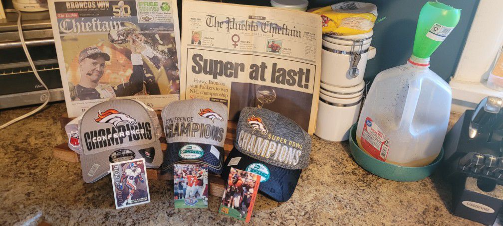 Broncos, Hats an Newspapers And Cards