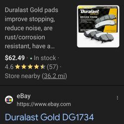 Duralast Gold Ceramic Brake Pads Part(DG-1734)