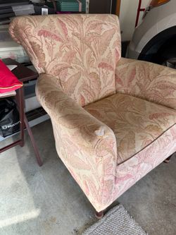 Pottery Barn style Neutral beige floral Upholstered Armchair