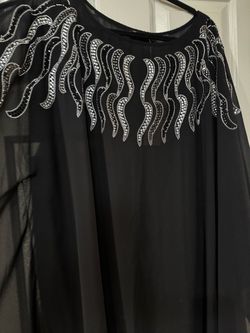 Black Sheer Embellished Cape Blouse