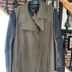 Andrew Marc Womens Wool & Leather Coat Sz 8