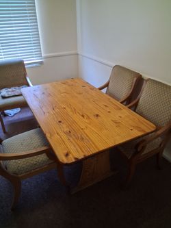Wood Dining Table with 4 Chairs