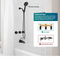 gotonovo 3 Handle Tub Shower Faucet Set,Shower System with Tub Spout,Shower Head and Handle Set with 6 Settings Handheld Spray Tub and Shower C51