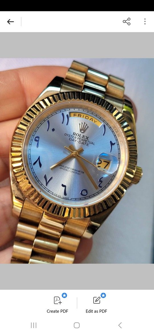 Presidential Yellow Gold Tiffany Blue Arabic Numerals Swiss Automatic Watch
