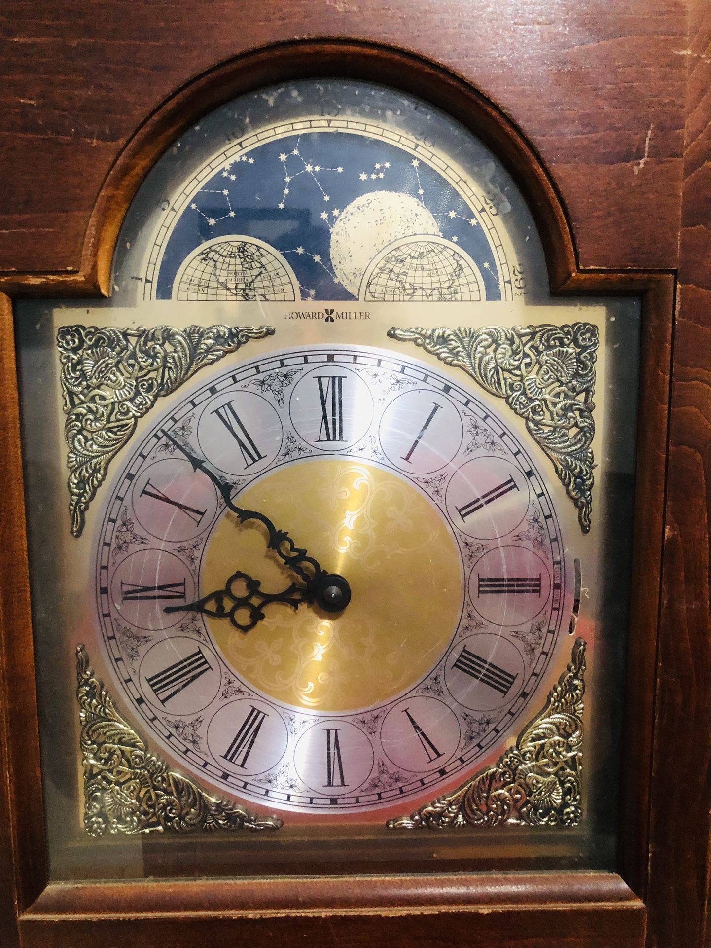 Howard Miller Grandfather Clock Movement, Dial & Chime Rods 610520