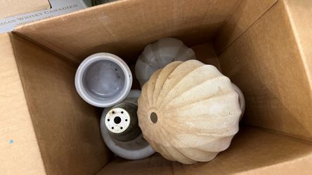 Three boxes of assorted vintage light covers