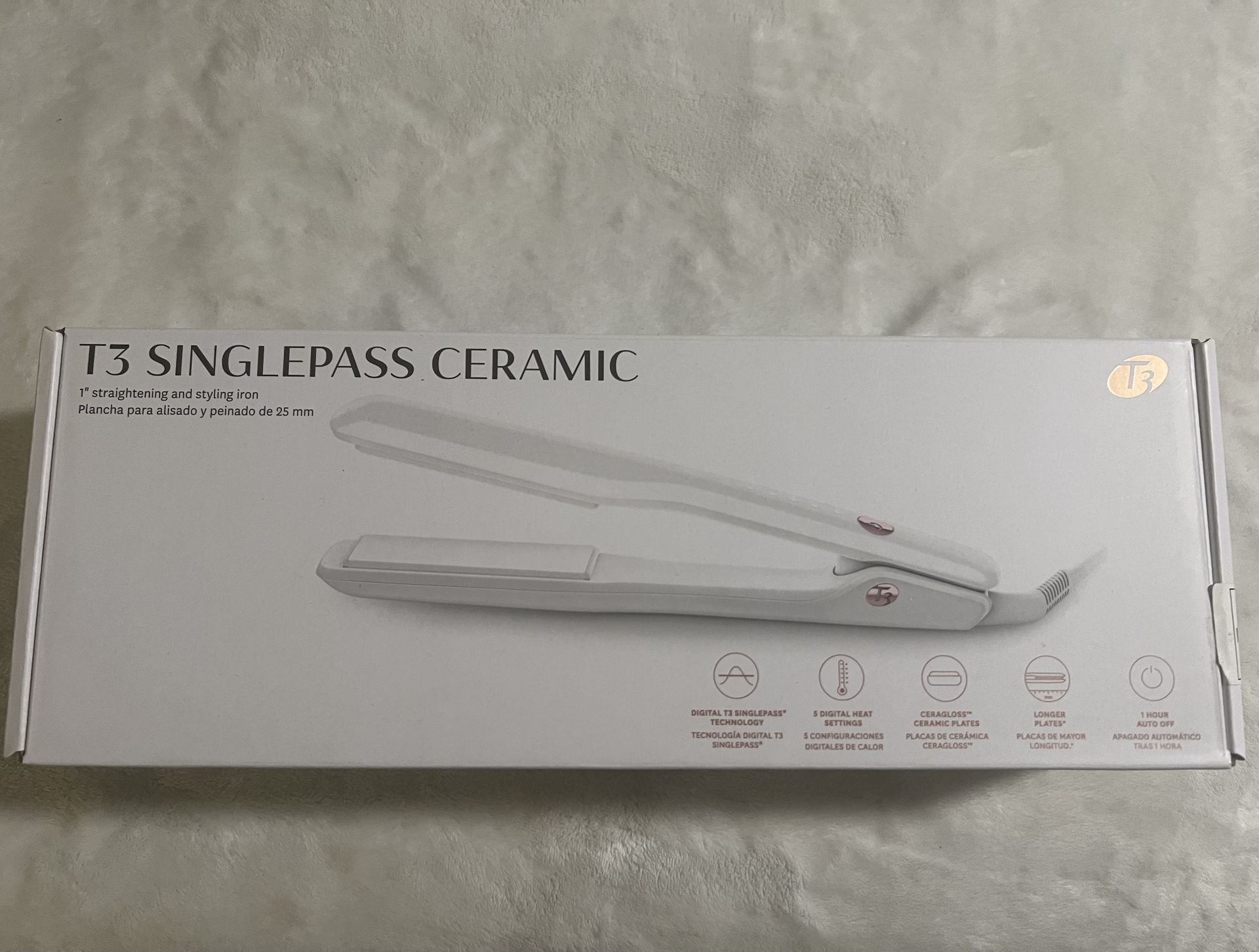 T3 Singlepass Ceramic 1” Straightening and Styling Iron New MSRP $179
