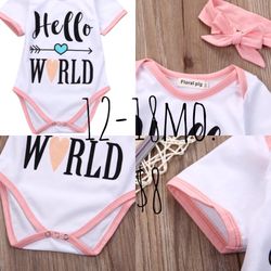 Brand new** Hello World Onesie with headwrap