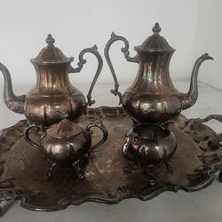 Silver Over Copper Tea/Coffee Set