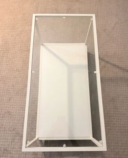 Modern White Metal & Glass Coffee Table – 36" x 17.5" x 17.5"