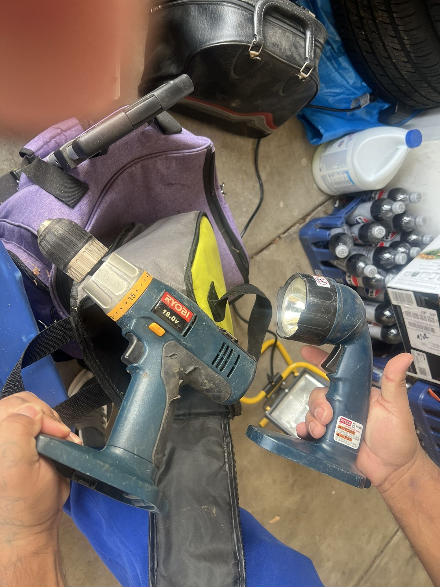 Ryobi Drill And Light Set With Bag