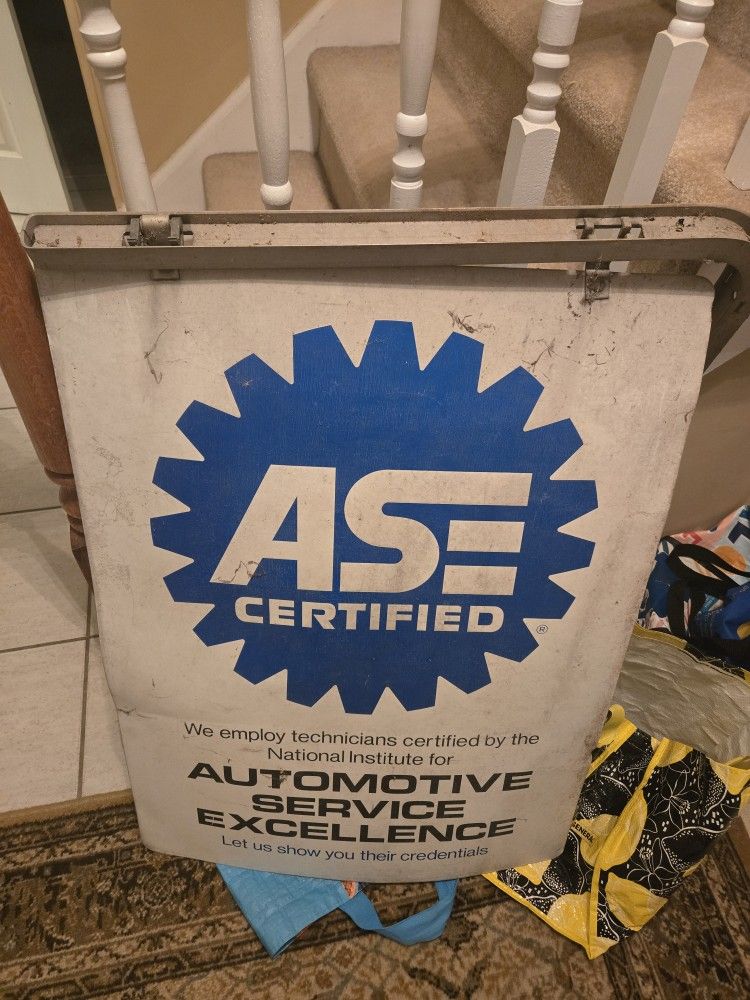 Metal Double Sided ASE CERTIFIED MECHANIC SIGN 