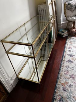 Modern Brass & Glass Console / Media Shelf