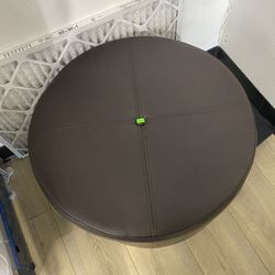 Large Leatherette Storage Ottoman in chocolate brown