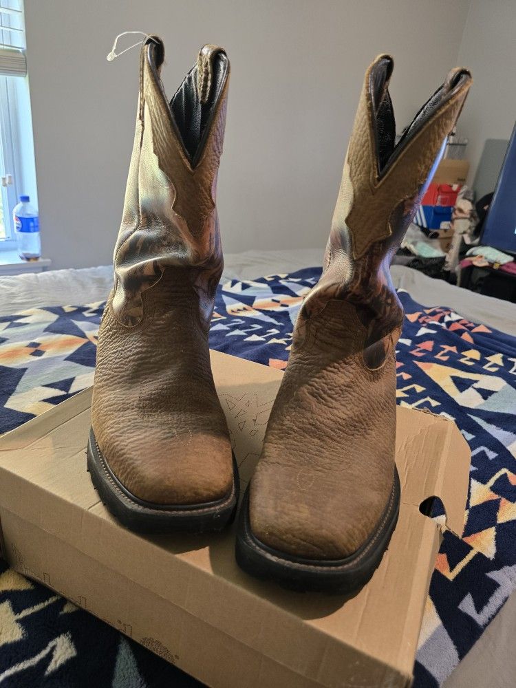 J. B. Dillon Boots Mens Western Square Toe Brown Camouflage Leather Size 12 D