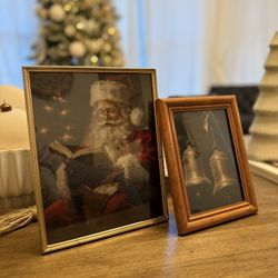 Set Of 2 Vintage Style Christmas Prints Framed