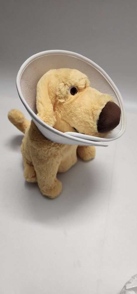 Disney Parks Pixar Movie UP Dug Doug 12” Plush Dog W/Collar & Cone of Shame