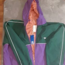adidas ORIGINALS MEN'S SAMSTAG SHELL JACKET TRACK TOP GREEN PURPLE CASUAL NEW OG