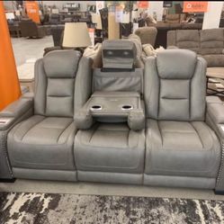 Genuine Leather Power Reclining Sofa