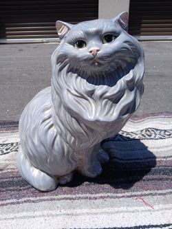 vintage, hand-painted ceramic Persian cat statue