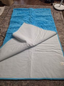 Blue Chenille  with Non-Slip Backing  3x10