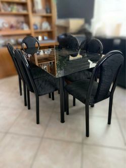 Glass-Top Dining Table with 6 Chairs – $100 OBO