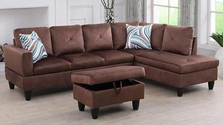 BRAND NEW SECTIONAL COUCH WITH STORAGE OTTOMAN