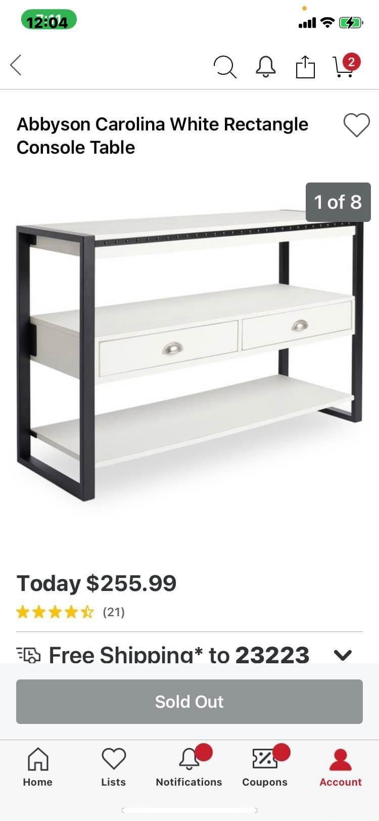 Abbyson Carolina, White Black Console