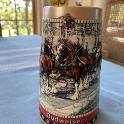 1988 Budweiser Winter Bridge Clydesdales Holiday Stein