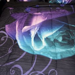 Moving Sale $15Black Teal Purple Queen Comforter See 