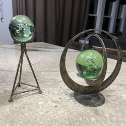 Green Crystal Balls With Stands Decorative Fixtures